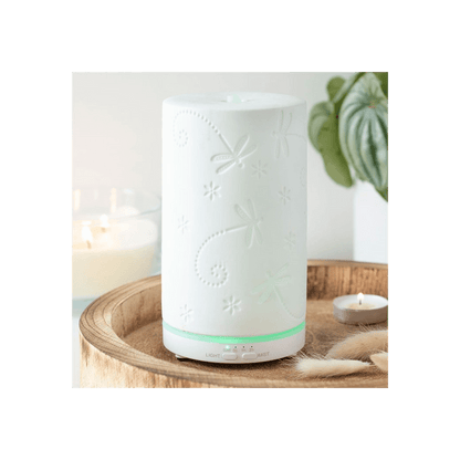 White Ceramic Dragonfly Electric Aroma Diffuser - DuvetDay.co.uk
