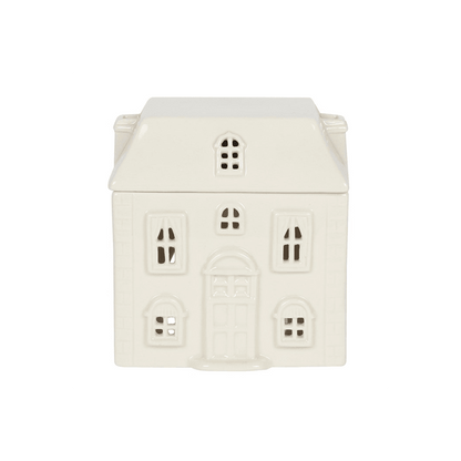 White Ceramic House Oil Burner - DuvetDay.co.uk