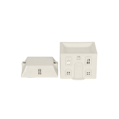 White Ceramic House Oil Burner - DuvetDay.co.uk