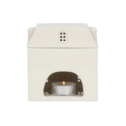 White Ceramic House Oil Burner - DuvetDay.co.uk