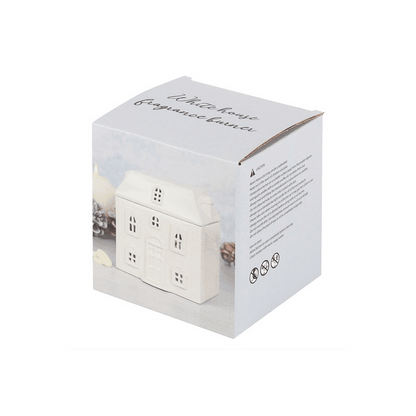 White Ceramic House Oil Burner - DuvetDay.co.uk