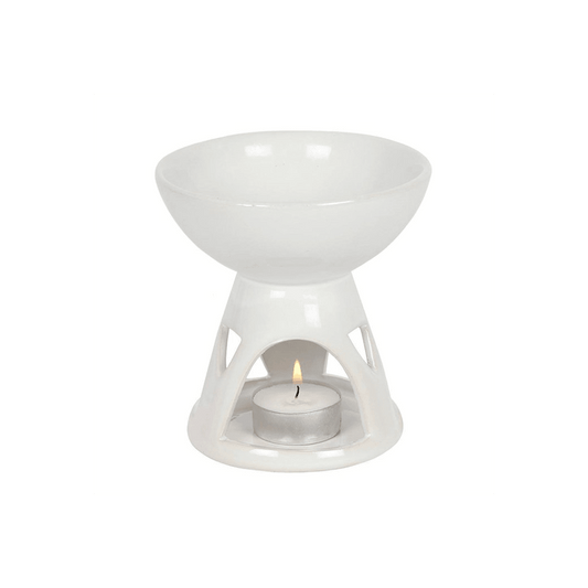 White Deep Bowl Oil Burner - DuvetDay.co.uk