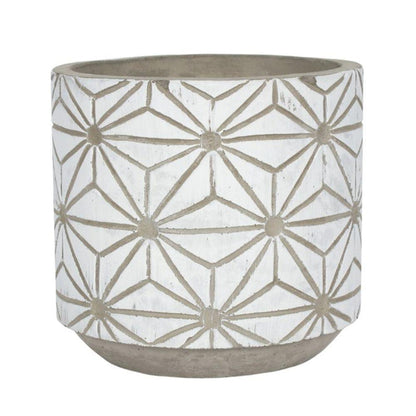 White Geometric Plant Pot - DuvetDay.co.uk