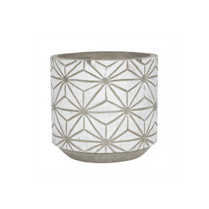 White Geometric Plant Pot - DuvetDay.co.uk