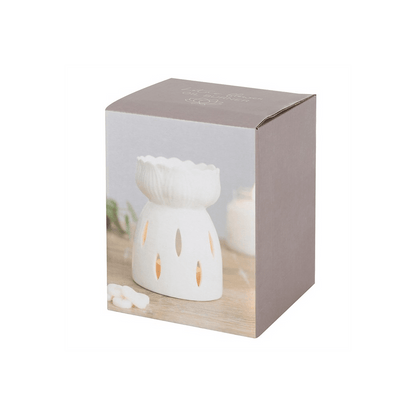 White Gloss Lotus Flower Oil Burner - DuvetDay.co.uk