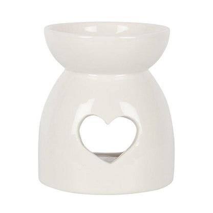 White Heart Cut Out Oil Burner - DuvetDay.co.uk