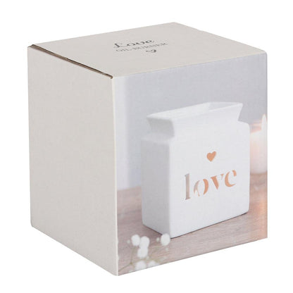 White Love Cut Out Oil Burner - DuvetDay.co.uk