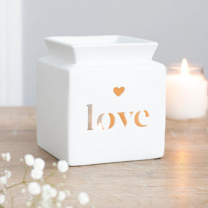 White Love Cut Out Oil Burner - DuvetDay.co.uk