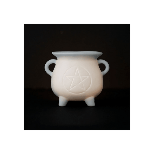 White Pentagram Cauldron Oil Burner - DuvetDay.co.uk