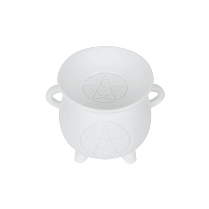White Pentagram Cauldron Oil Burner - DuvetDay.co.uk