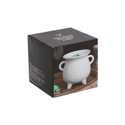 White Pentagram Cauldron Oil Burner - DuvetDay.co.uk