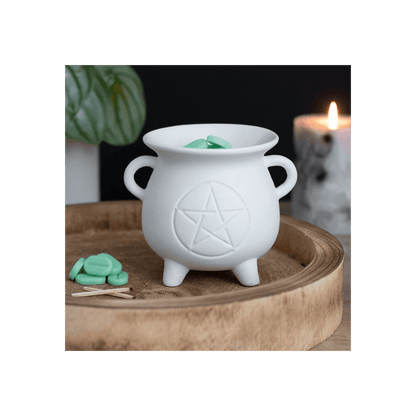White Pentagram Cauldron Oil Burner - DuvetDay.co.uk