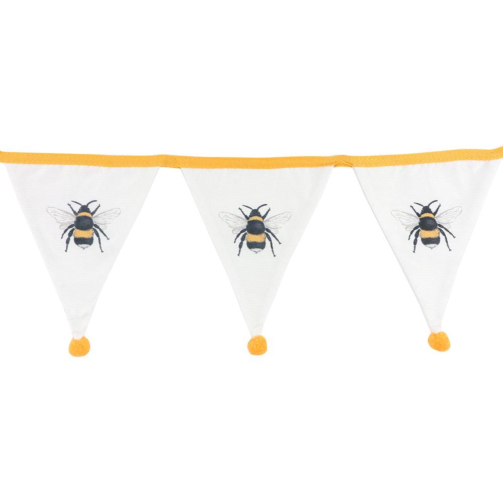 White Single Bee Fabric Bunting - DuvetDay.co.uk