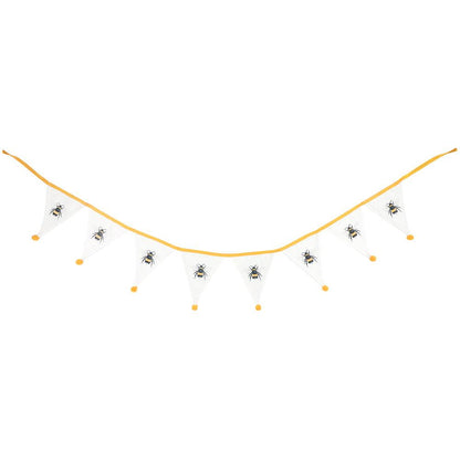 White Single Bee Fabric Bunting - DuvetDay.co.uk