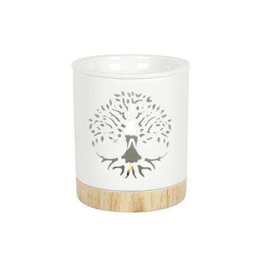 White Tree of Life Cut Out Oil Burner - DuvetDay.co.uk