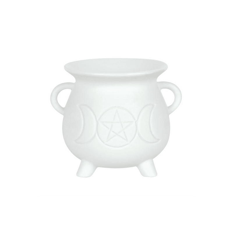 White Triple Moon Cauldron Oil Burner