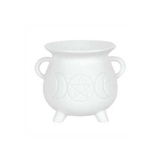 White Triple Moon Cauldron Oil Burner - DuvetDay.co.uk