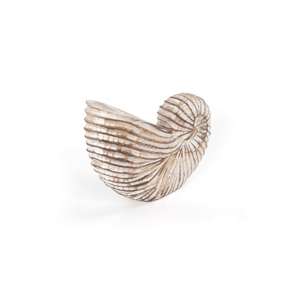 Whitewash Albasia Wood Shell Ornament - DuvetDay.co.uk