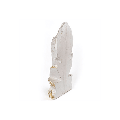 Whitewash Albasia Wood Thai Buddha - DuvetDay.co.uk