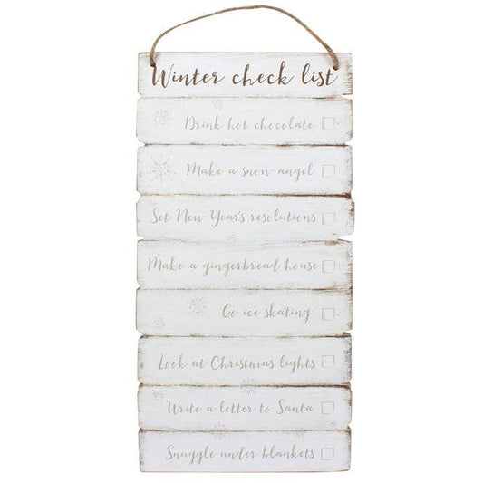 Winter checklist Wooden Wall Sign - DuvetDay.co.uk