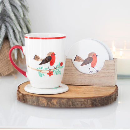 Winter Robin Coaster Set - DuvetDay.co.uk