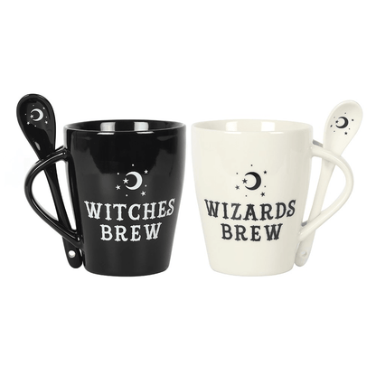 Witch and Wizard Couples Mug and Spoon Set - DuvetDay.co.uk