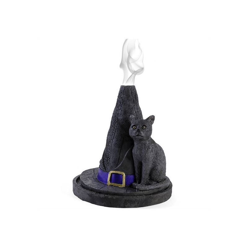Witch Hat With Cat Incense Cone Holder - DuvetDay.co.uk