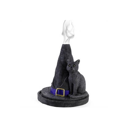 Witch Hat With Cat Incense Cone Holder - DuvetDay.co.uk