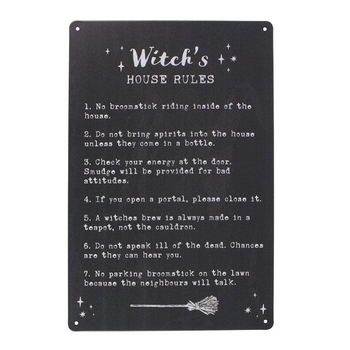 Witch's House Rules Metal Sign - DuvetDay.co.uk