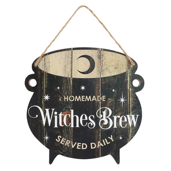 Witches Brew Cauldron MDF Hanging Sign - DuvetDay.co.uk