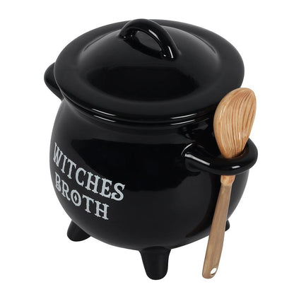 Witches Broth Cauldron Soup Bowl with Broom Spoon - DuvetDay.co.uk