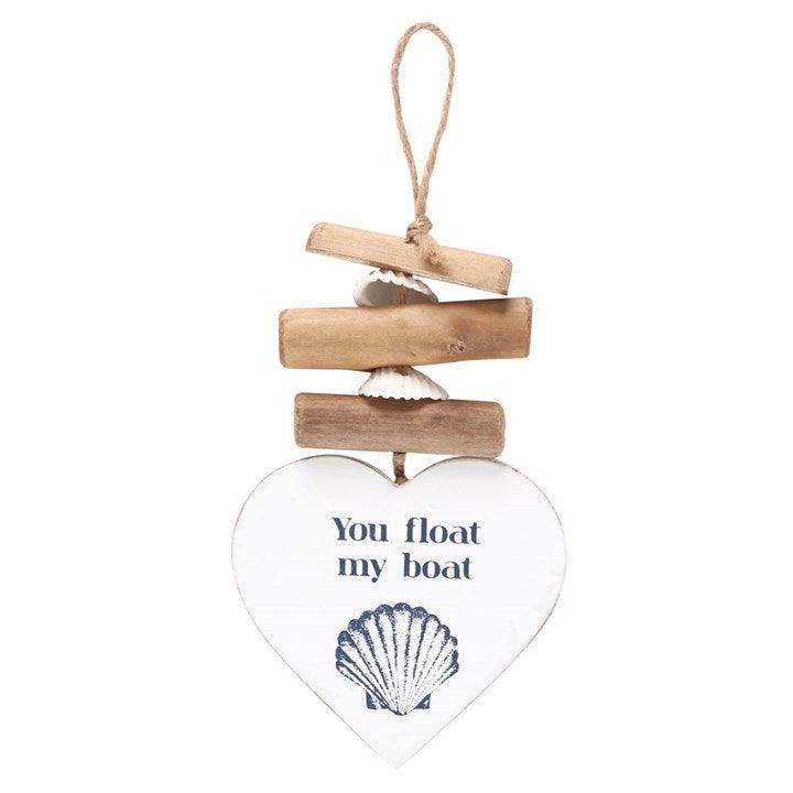 You Float My Boat Driftwood Heart Sign - DuvetDay.co.uk