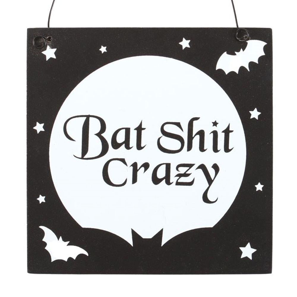 10cm Bat Shit Crazy Hanging Sign - DuvetDay.co.uk