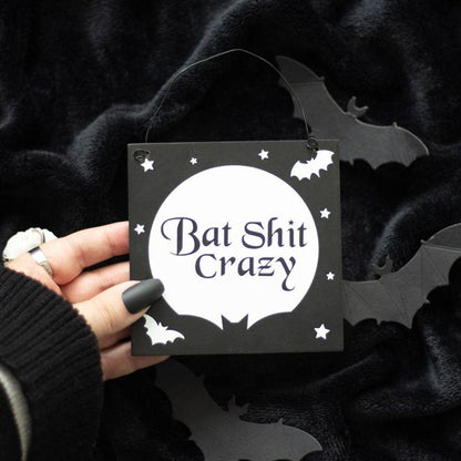 10cm Bat Shit Crazy Hanging Sign - DuvetDay.co.uk