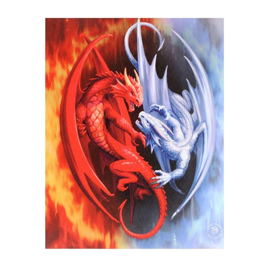 19x25cm Fire and Ice Canvas Plaque by Anne Stokes - DuvetDay.co.uk