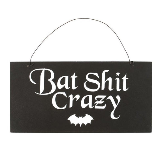 20cm Bat Shit Crazy Hanging Sign - DuvetDay.co.uk