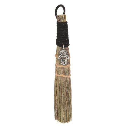 20cm Broom with Hamsa Hand Charm - DuvetDay.co.uk
