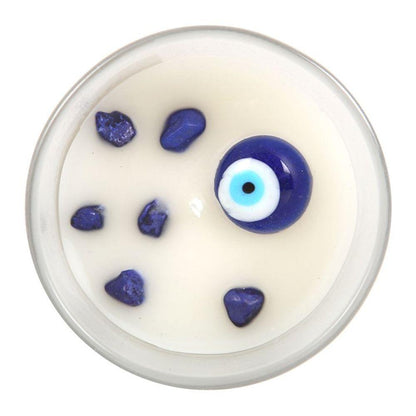 All Seeing Eye White Sage Crystal Chip Protection Candle - DuvetDay.co.uk