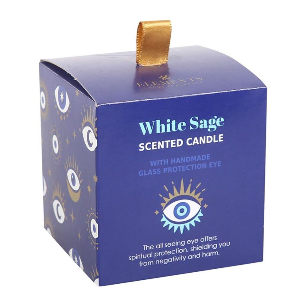 All Seeing Eye White Sage Crystal Chip Protection Candle - DuvetDay.co.uk