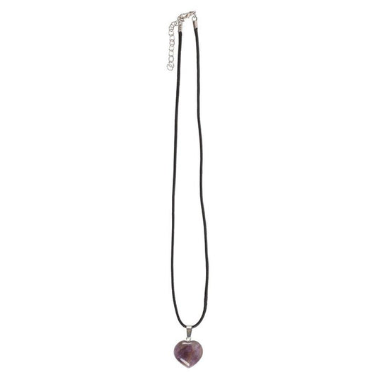 Amethyst Healing Crystal Heart Necklace - DuvetDay.co.uk
