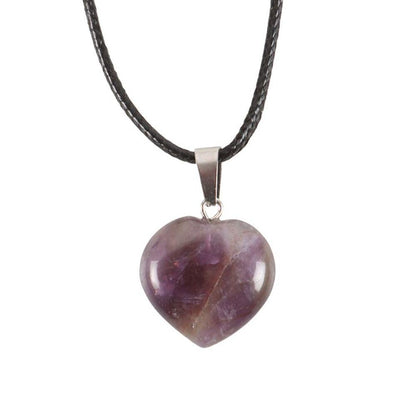 Amethyst Healing Crystal Heart Necklace - DuvetDay.co.uk