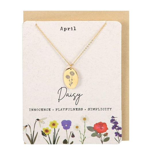 April Daisy Birth Flower Necklace Card - DuvetDay.co.uk