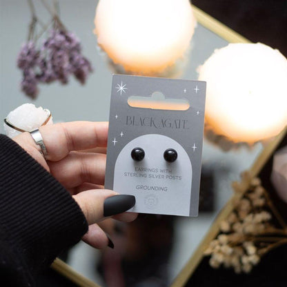 Black Agate Semi Precious Crystal Earrings - DuvetDay.co.uk