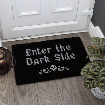 Black Enter The Dark Side Coir Doormat - DuvetDay.co.uk