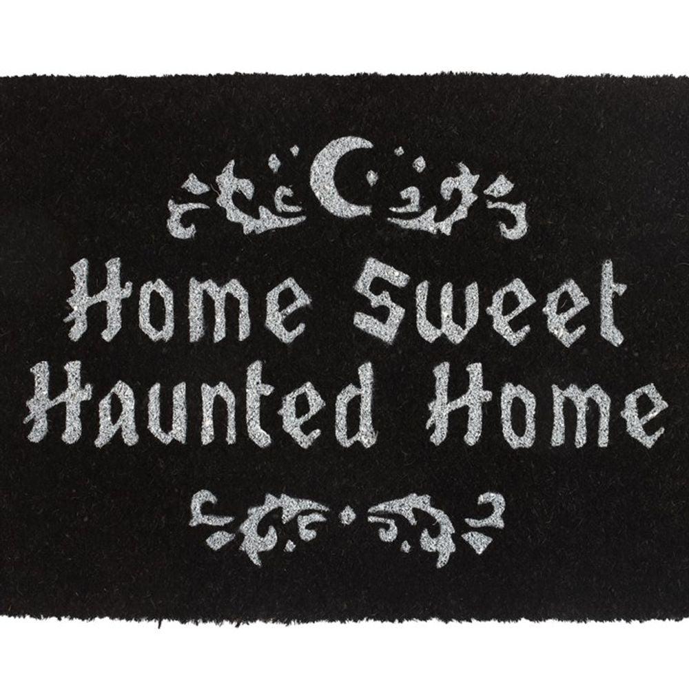 Black Home Sweet Haunted Home Doormat - DuvetDay.co.uk