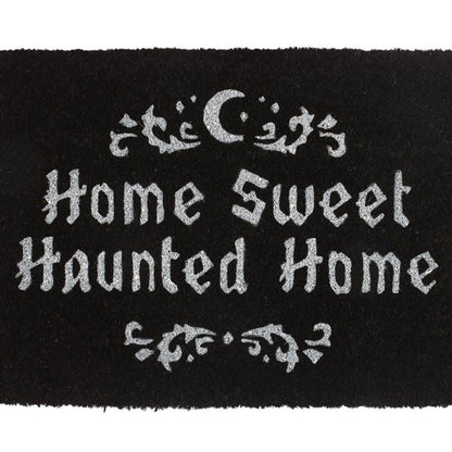 Black Home Sweet Haunted Home Doormat - DuvetDay.co.uk