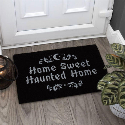 Black Home Sweet Haunted Home Doormat - DuvetDay.co.uk