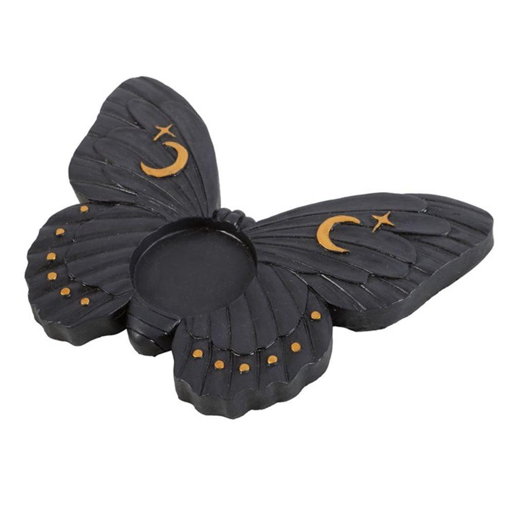 Black Moth Tealight Candle Holder - DuvetDay.co.uk