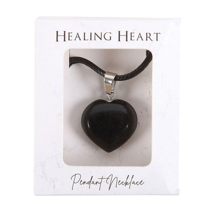 Black Obsidian Healing Crystal Heart Necklace - DuvetDay.co.uk
