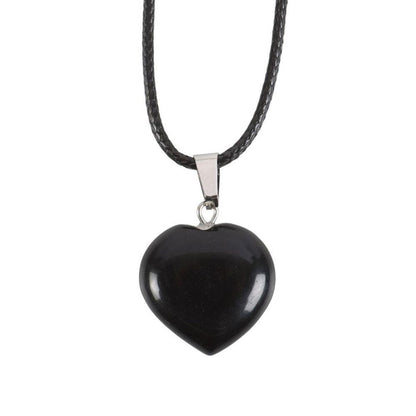 Black Obsidian Healing Crystal Heart Necklace - DuvetDay.co.uk